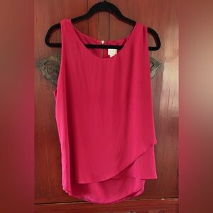 Chico’s Sleeveless Crepe Blouse Scoop-Neck Tiered Layer Red EUC